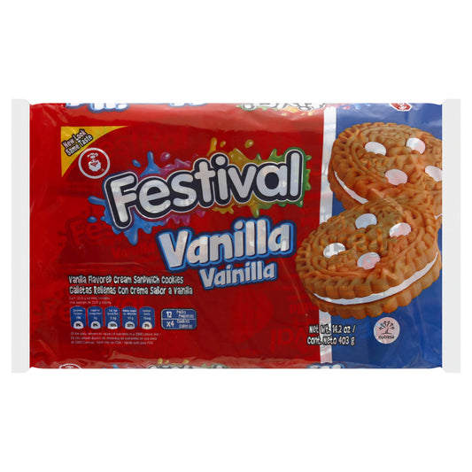 Festival, paquete de 12 galletas sándwich de vainilla, 402 g