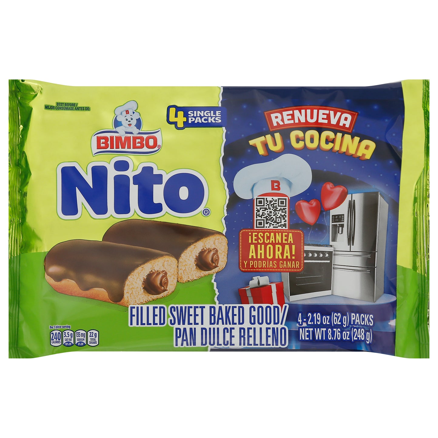 Bimbo Nito Filled Sweet Baked Good 4 - 2.19 oz Packs