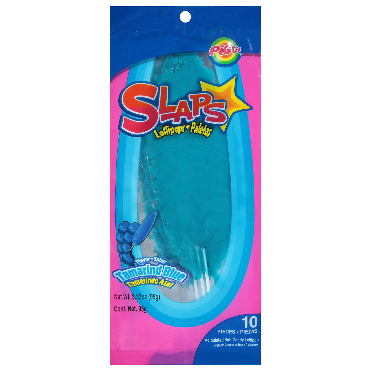 Pigui Slaps Tamarind Blue Lollipops 10 ea