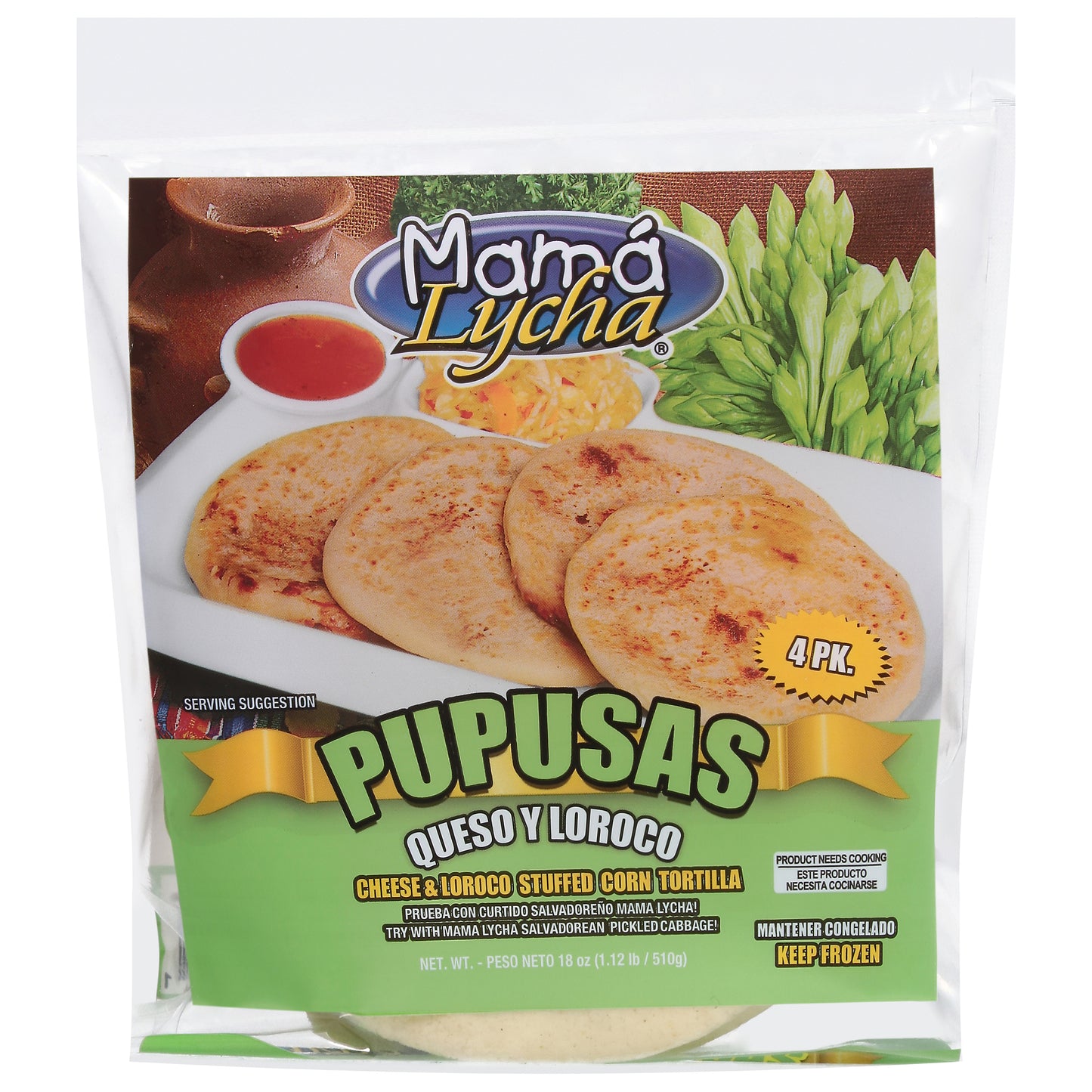 Mama Lycha Cheese & Loroco Stuffed Corn Tortilla 4 ea