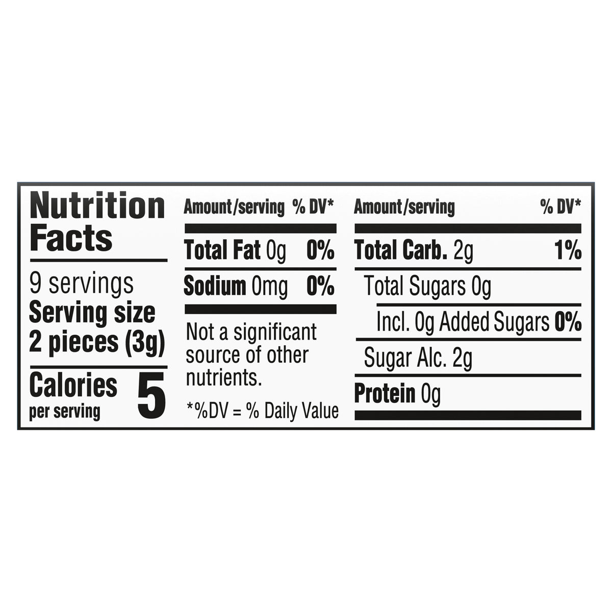 ECLIPSE Peppermint Sugar Free Chewing Gum, Single Pack, 18 Piece