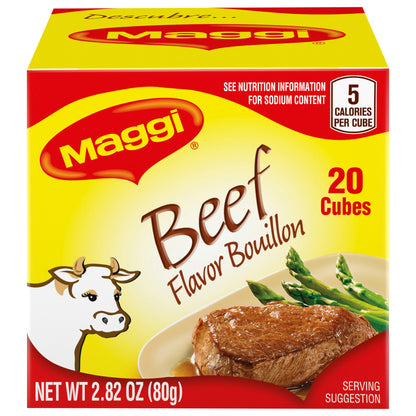 Cubitos de caldo Maggi sabor a carne, 20 unidades, 2.8 oz.