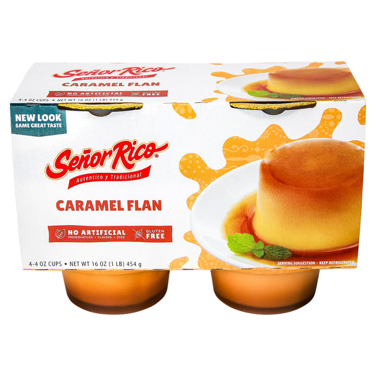 Flan de caramelo Señor Rico, paquete de 4