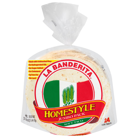 La Banderita Jumbo Pack Tortillas de harina de taco suave estilo casero 24 unidades