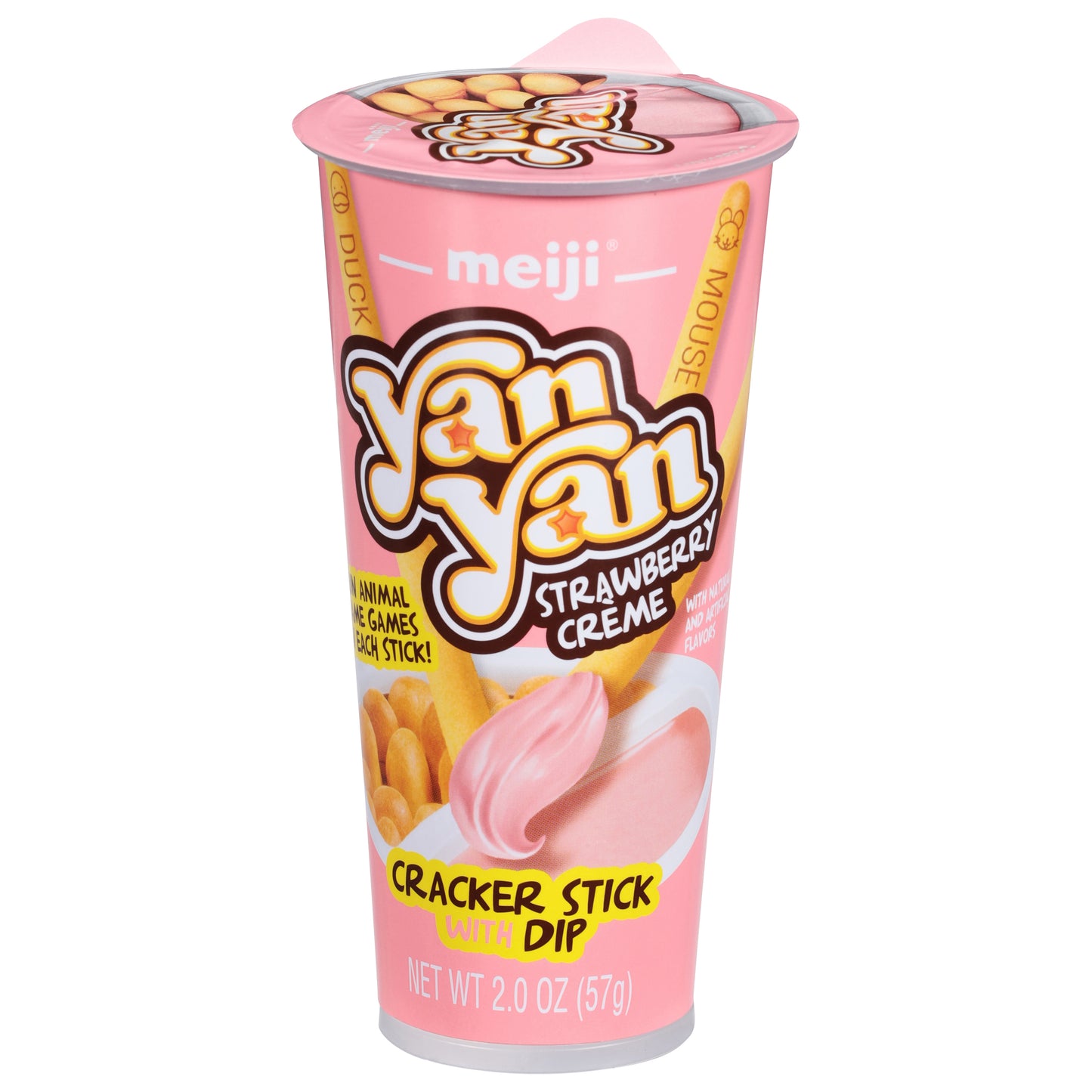 Meiji Yan Yan Barrita de galleta con crema de fresa y salsa de 57 g