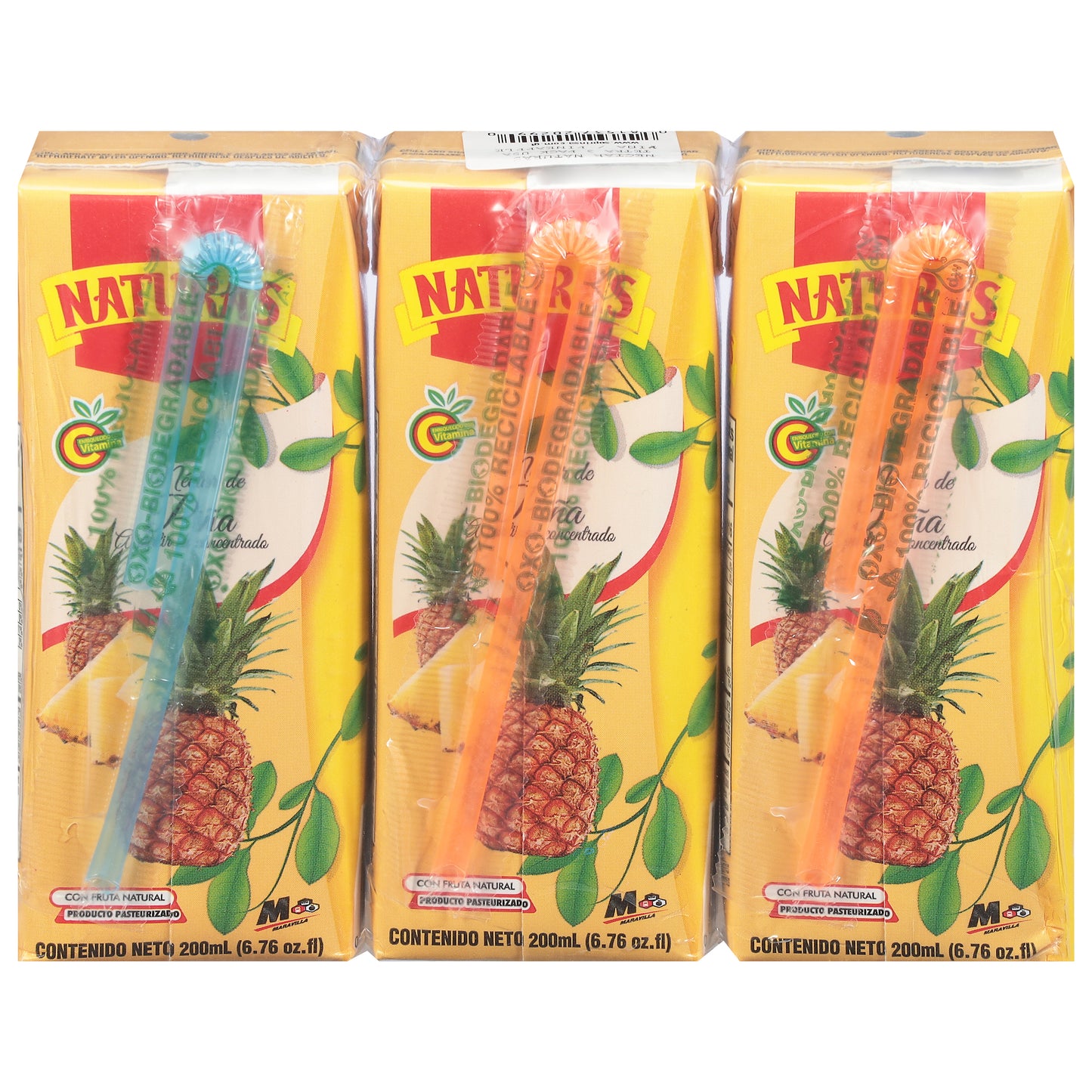 Néctar de piña Natura, 3 cajas de 200 ml
