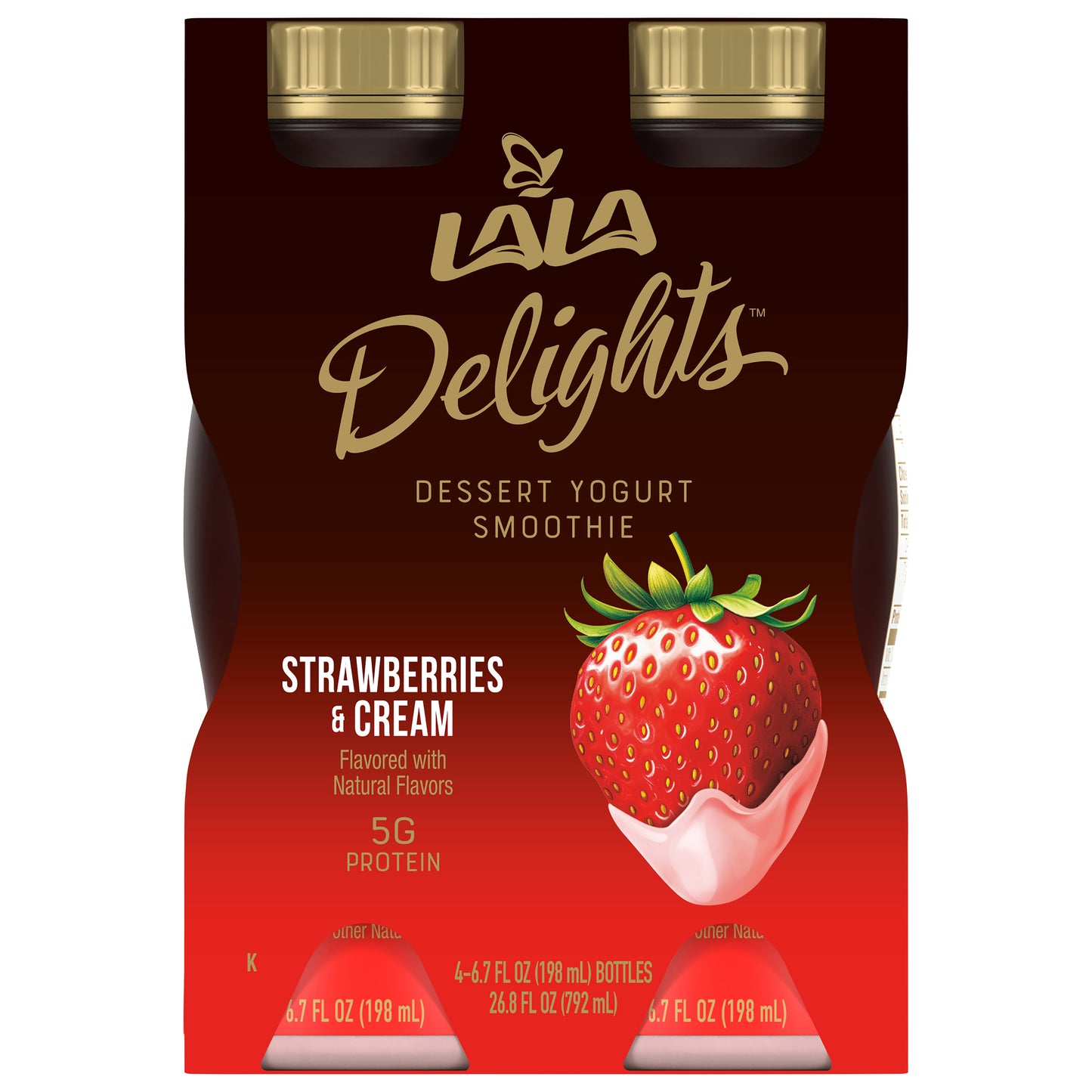 Lala Delights Strawberries & Cream Dessert Yogurt Smoothie 4 - 6.7 fl oz Bottles