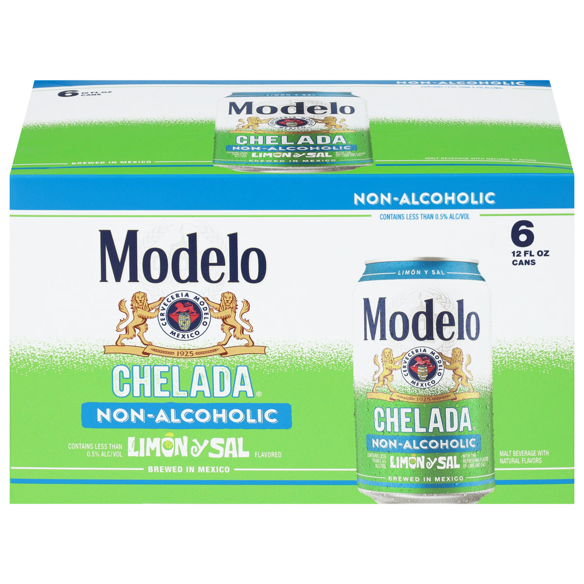 Modelo Non-Alcoholic Chelada Limon Y Sal Flavored Malt Beverage 6 - 12 fl oz Cans