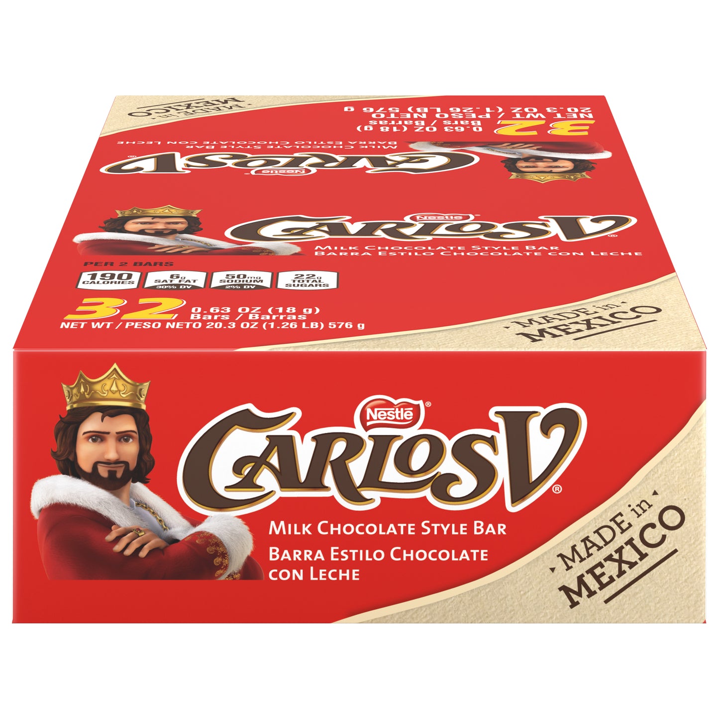 Barra de chocolate con leche Carlos V Carlosv 32 - 17 g c/u