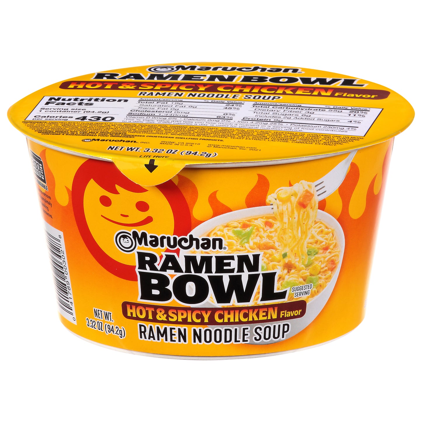 Tazón de ramen sabor pollo picante Maruchan de 95 g