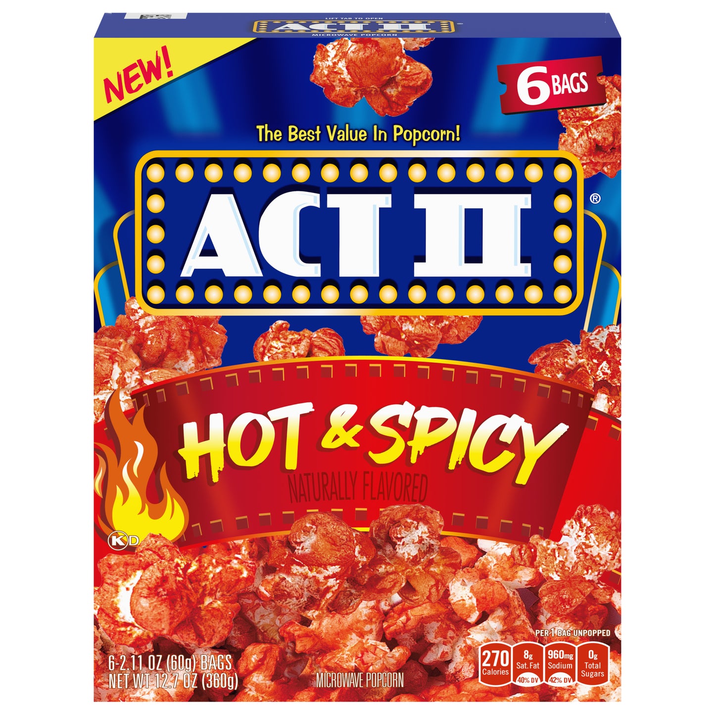 ACT II Hot and Spicy Flavor Microwave Popcorn, 12.7 oz., 6-Count