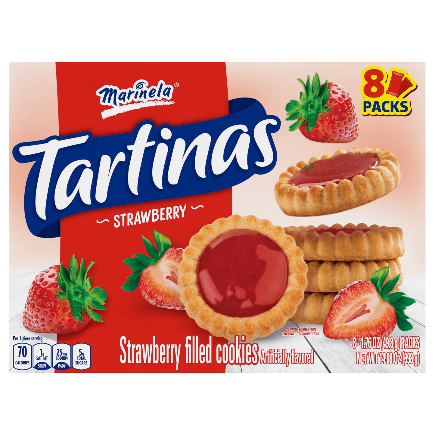 Marinela Tartinas Galletas Rellenas de Fresa 8 unidades