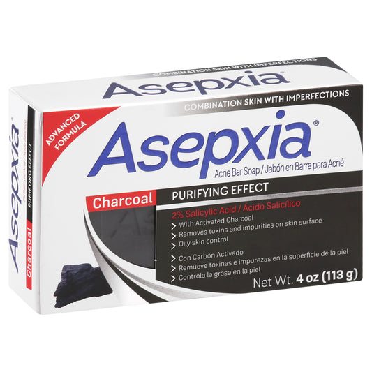 Jabón en barra de carbón para el acné Asepxia de 113 g (4 oz)