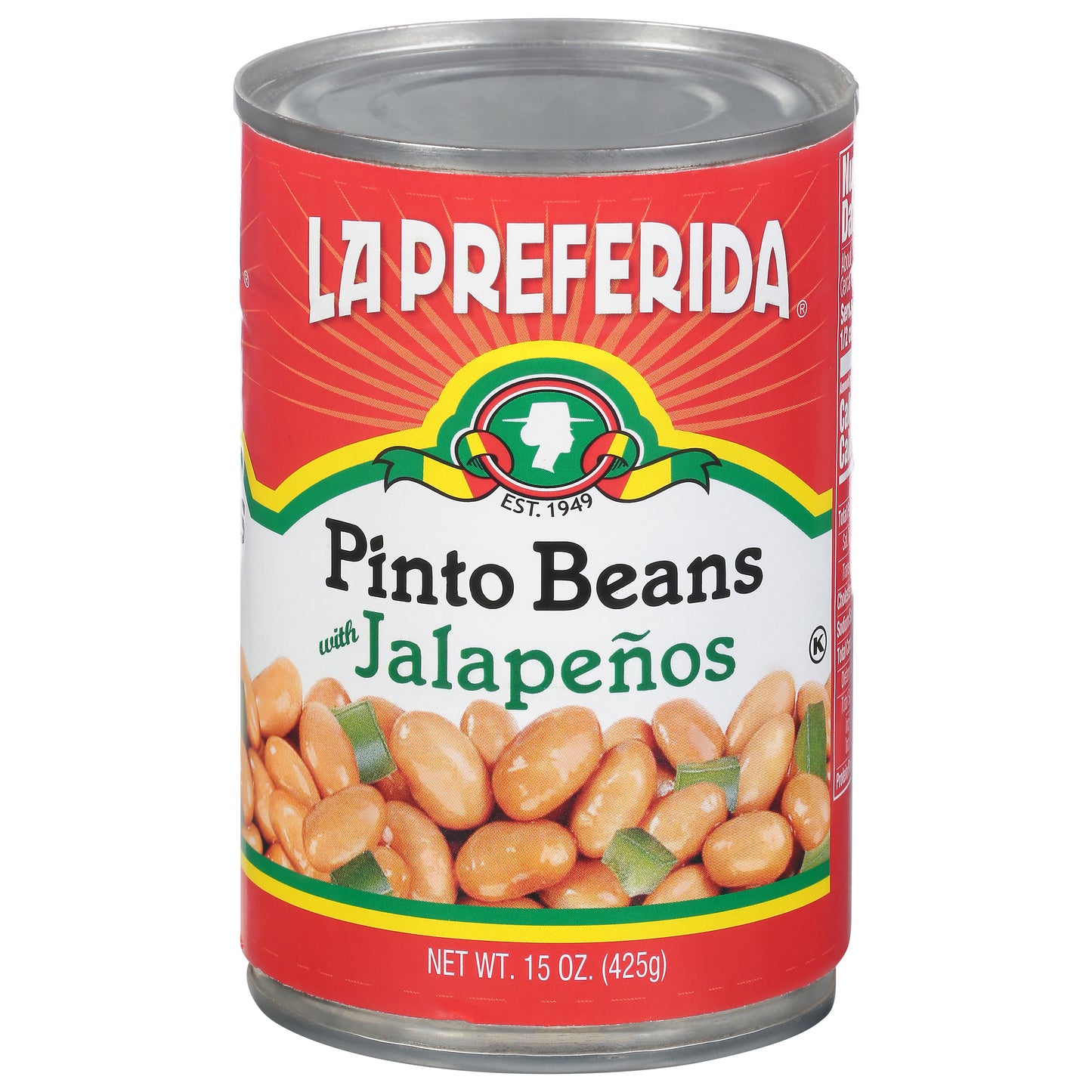 La Preferida Frijoles Pintos con Jalapeños Lata de 15 oz