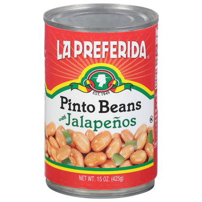 La Preferida Frijoles Pintos con Jalapeños Lata de 15 oz