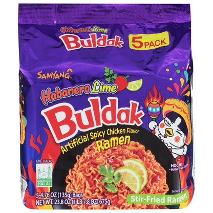 Samyang Buldak Stir-Fried Habanero Lime Ramen 5 - 4.76 oz Bags