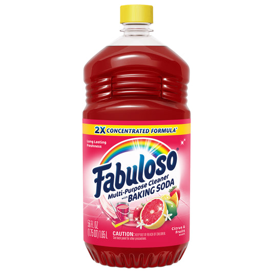 Limpiador multiusos Fabuloso, fórmula 2X concentrada, cítricos y frutas con bicarbonato de sodio, 56 oz.
