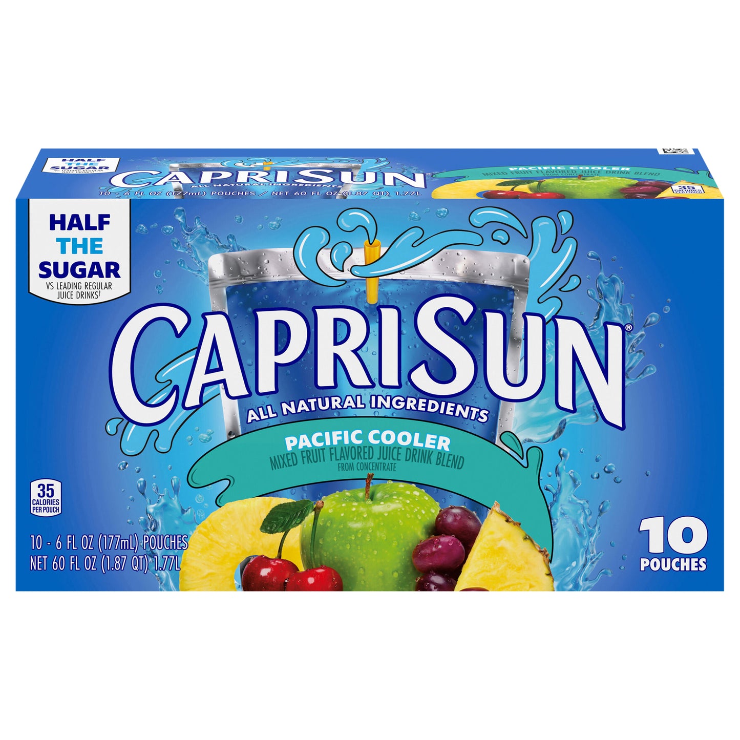 Capri Sun Pacific Cooler, mezcla de jugos con sabor a frutas mixtas, caja de 10 unidades, bolsitas de 177 ml (6 onzas líquidas).