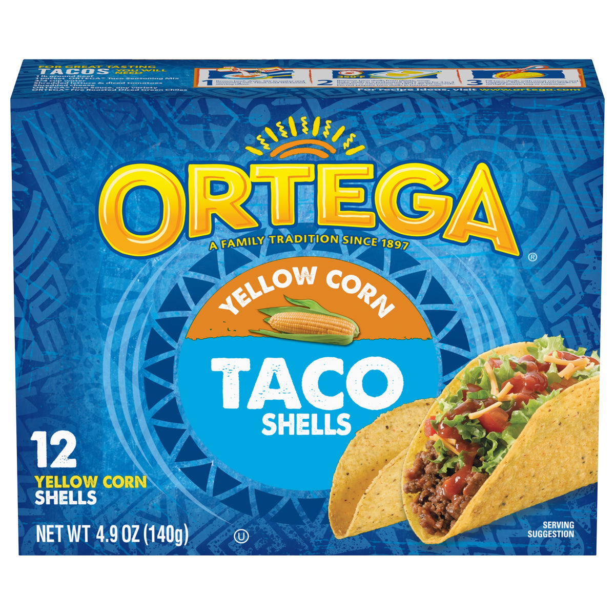 Ortega Yellow Corn Taco Shells, Kosher, 12 Count, 4.9 oz