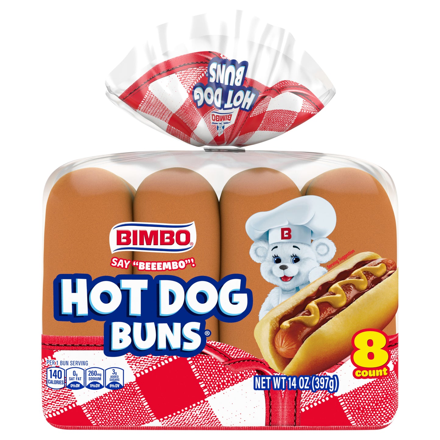 Panecillos blancos para perritos calientes Bimbo, paquete de 8, 14 onzas