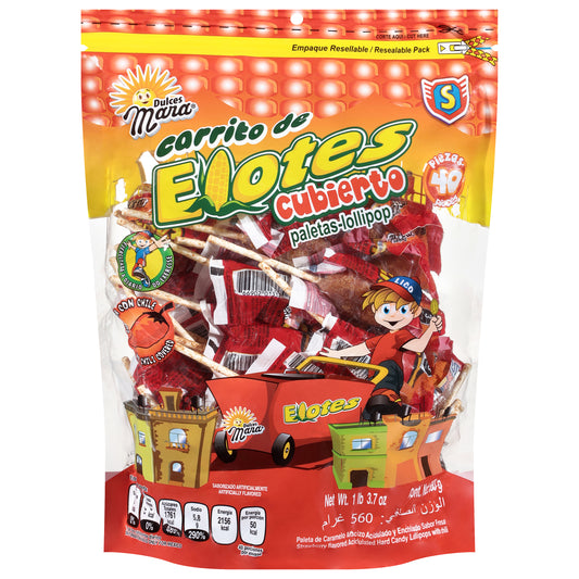 Dulces Mara Corrito de Elotes Strawberry Lollipop 40 Each