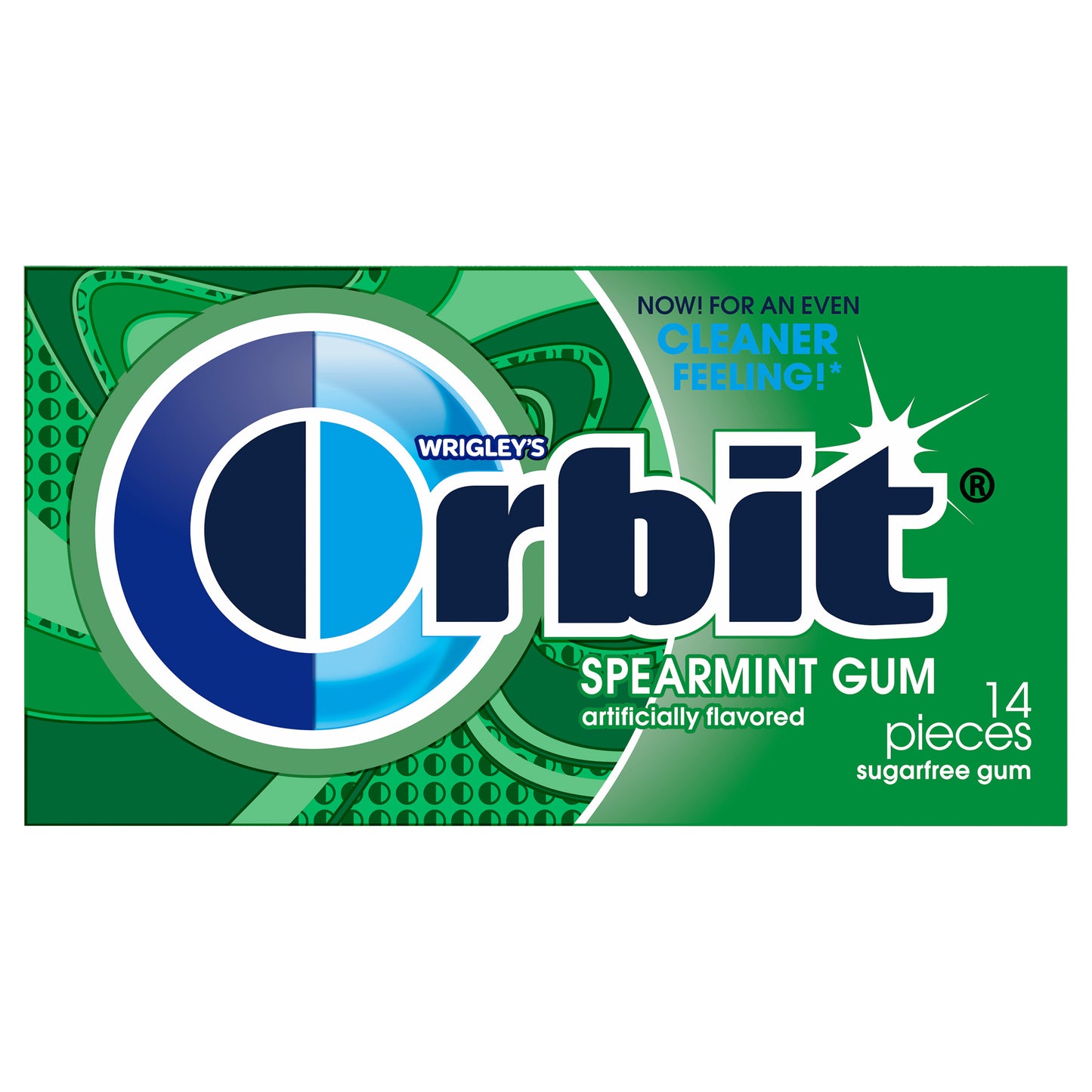 Chicles ORBIT sabor menta verde sin azúcar, paquete individual de 14 unidades