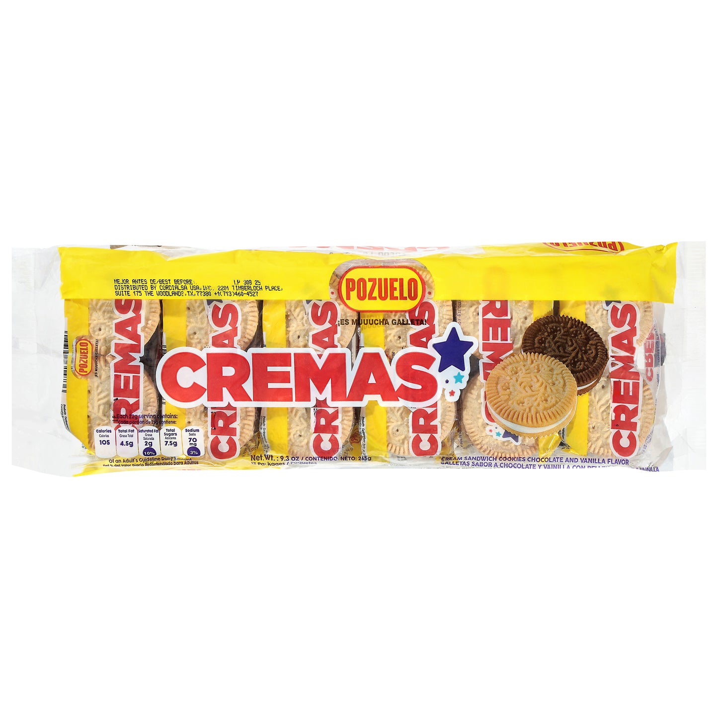 Pozuelo Cremas Chocolate and Vanilla Flavor Sandwich Cookies 12 Packs