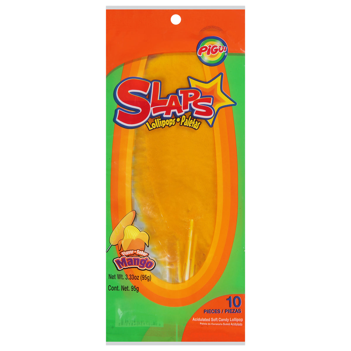 Pigui Slaps Mango Flavor Lollipops 10 ea