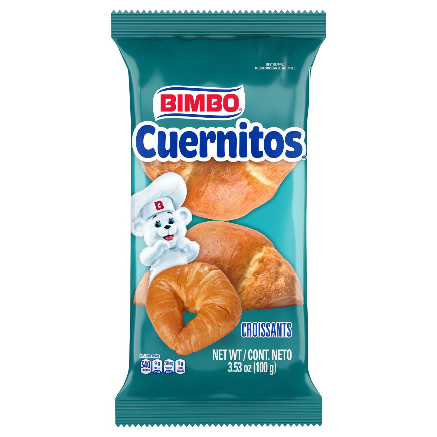 Bimbo Cuernitos Plain Croissants, 2 count, 3.53 oz