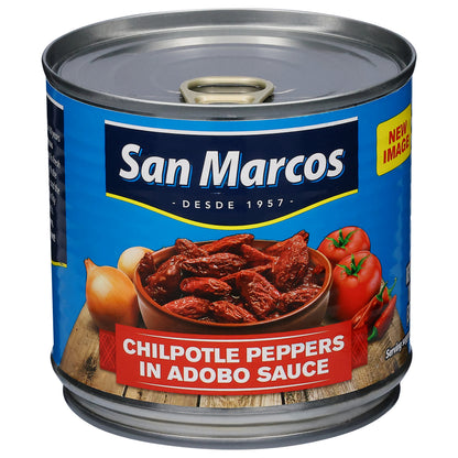 Chiles chilpotles San Marcos en salsa adobo de 312 g (11 oz).