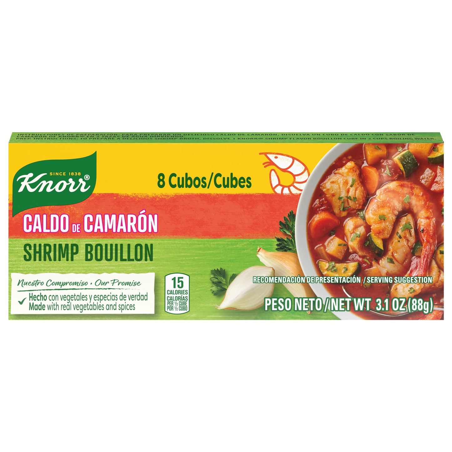 Knorr 8 Ct 3.1 oz, Bouillon Cubes Shrimp Flavor Bouillon/Caldo Camarón