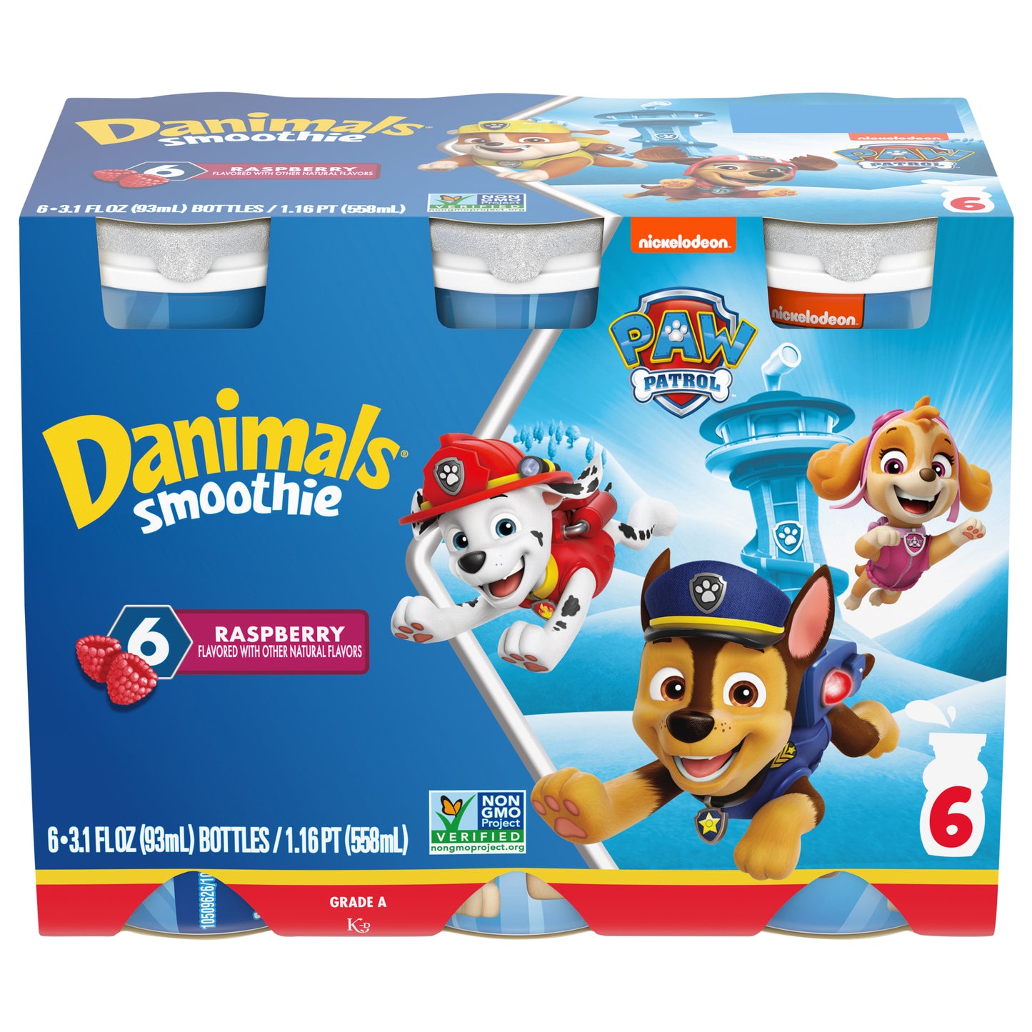 Danimals Smoothie Raspberry Dairy Drink Multi-Pack, 6 Ct, 3.1 OZ Smoothie Bottles