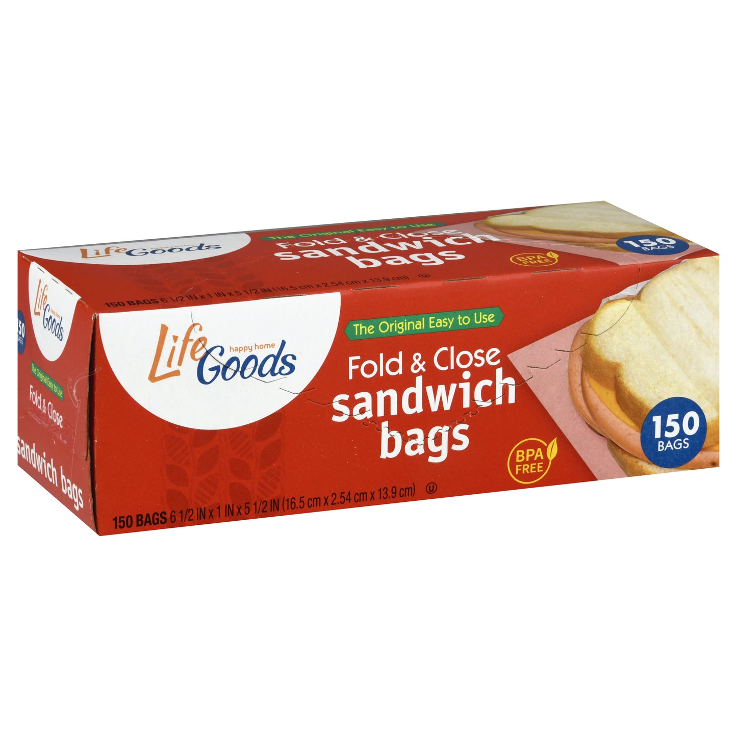 Life Goods Fold & Close Sandwich Bags 150 ea
